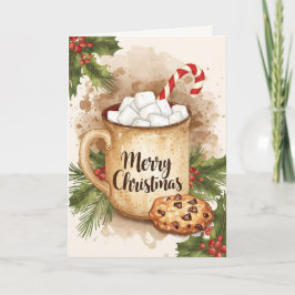 Carte Cozy cocoa merry Christmas cookie holly festive