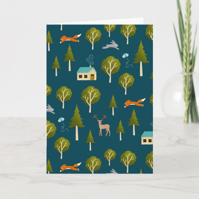 Carte Cozy Forest Cabin and Animals (Devant)