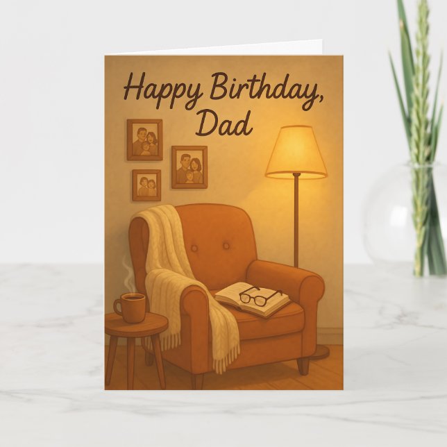 Carte Cozy Reading Chair “Happy Birthday, Dad”  (Devant)