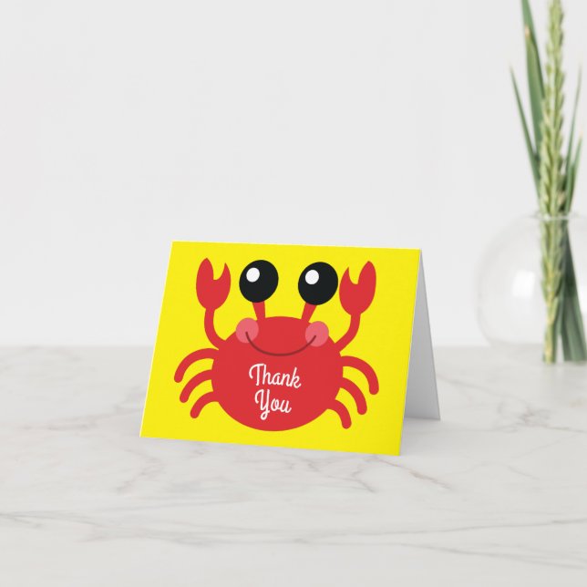 Carte Crabe Anniversaire Soirée Cartoon Enfants (Devant)