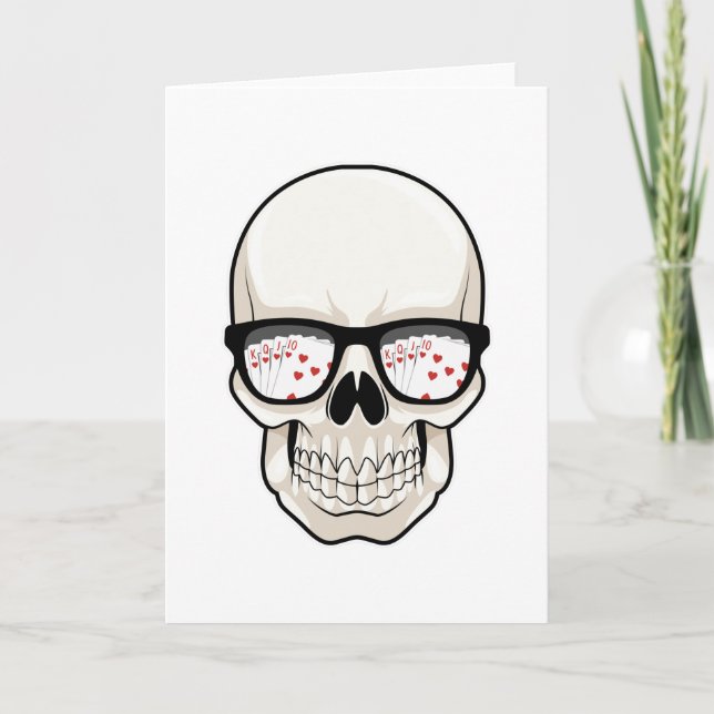 Carte Crâne au poker avec des lunettes de soleil (Devant)