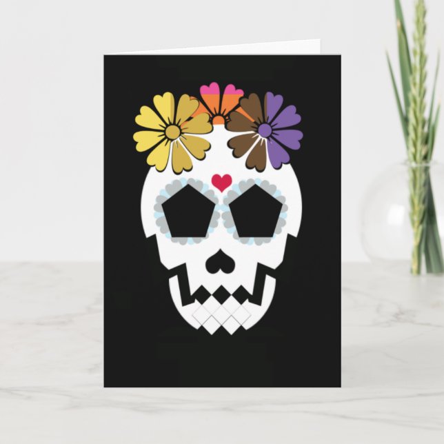 Carte Crâne avec des fleurs (Devant)