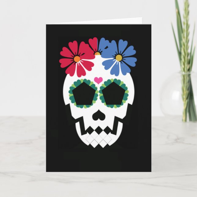 Carte Crâne avec des fleurs (Devant)