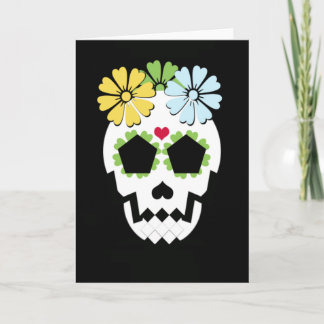 Carte Crâne avec des fleurs