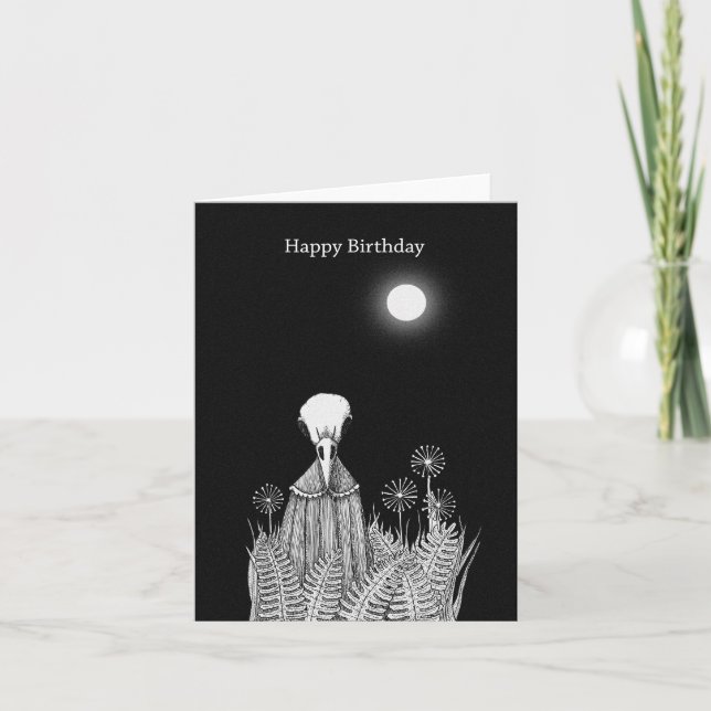 Carte Crâne corbeau sous Lune Goth Éffrayante Effrayant  (Devant)