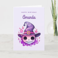 Crâne dans un chapeau de sorcière Anniversaire fan