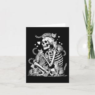 Carte Crâne de chat squelette Kitty mignon Halloween Hom