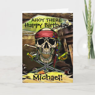 Carte Crâne de Pirate Unique pour Anniversaire