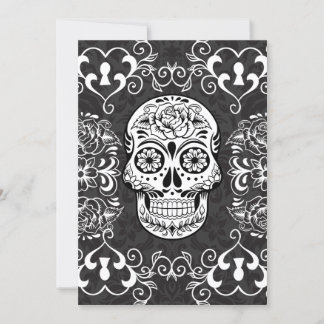 Carte Crâne de sucre décoratif Grunge gothique noir blan