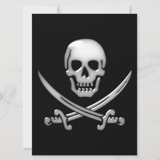 Carte Crâne et os croisés de l'épée et du pirate de verr (Devant)
