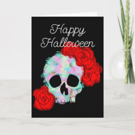 Carte Crâne Floral Bonne Fête d'Halloween
