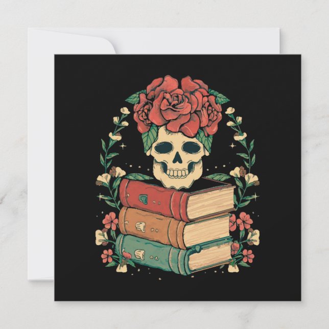 Carte Crâne floral sur vos livres (Devant)