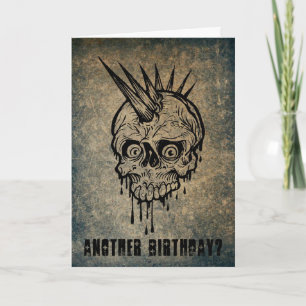Carte Crâne rocheux Punk Rock avec Anniversaire Mohawk