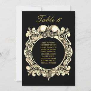 Carte Crânes gothiques Plan de siège Mariage Numéro de t