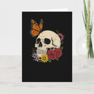 Carte Crânes Papillon Monarque Fleurs Halloween Hommes F