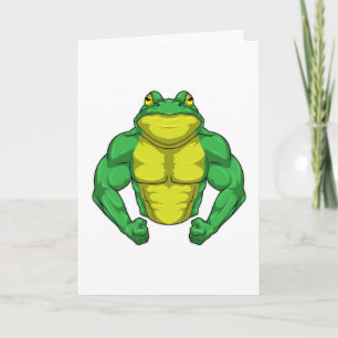 Carte Crapaud en culturiste avec de gros muscles