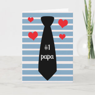 Carte Cravate noire bleue personnalisée #1 Fête des père