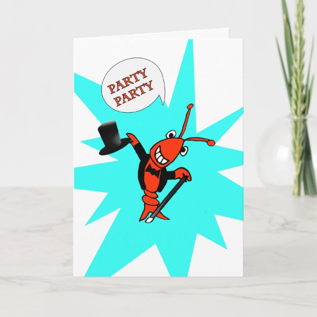 Carte Crawfish / Homard à Tuxedo Party Anniversaire (ble (Devant)