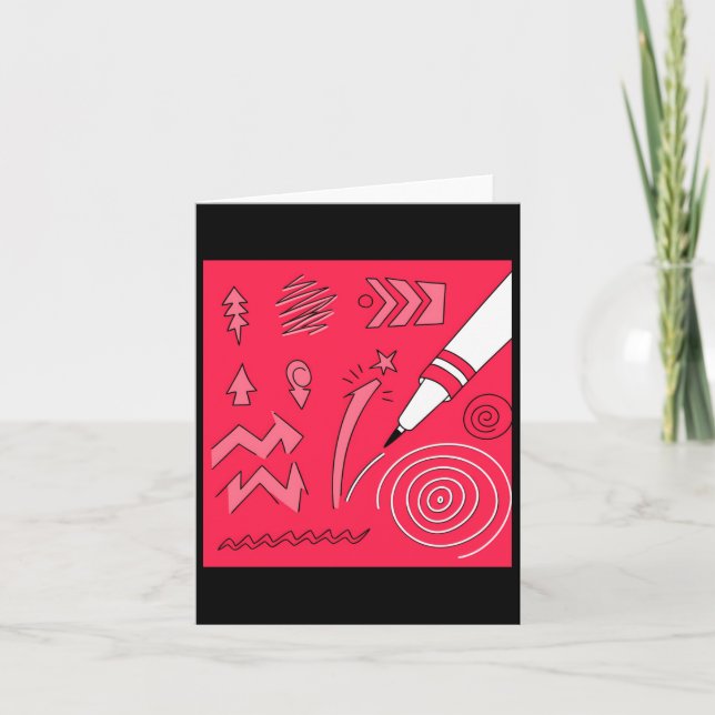 Carte Crayon rouge Colorful Art numérique impressionnant (Devant)