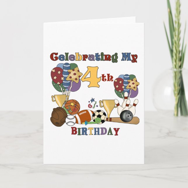 Carte Crazy For Sports 4th Birthday T-shirts et cadeaux (Devant)