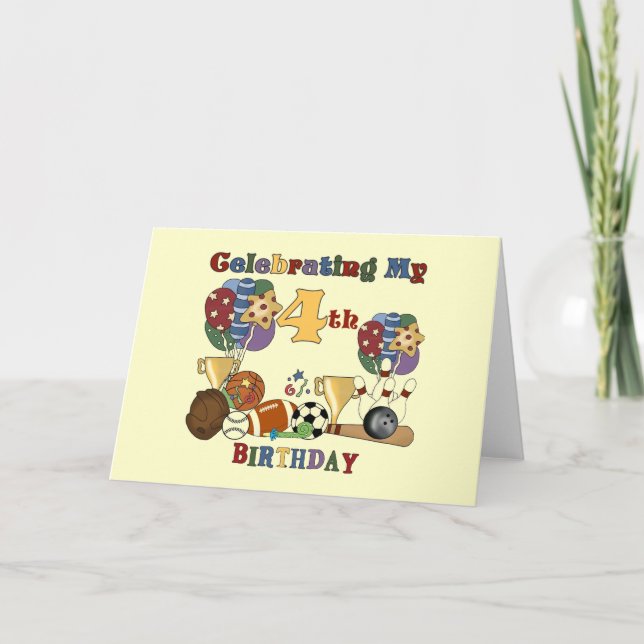 Carte Crazy For Sports 4th Birthday T-shirts et cadeaux (Devant)