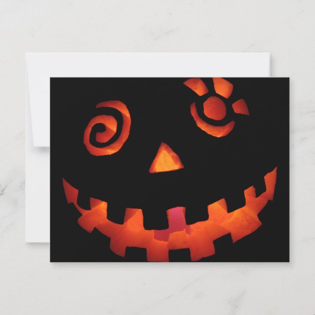 Carte Crazy Jack-o'-lantern Citrouille Face Orange (Devant)