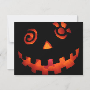 Carte Crazy Jack-o'-lantern Citrouille Face Orange