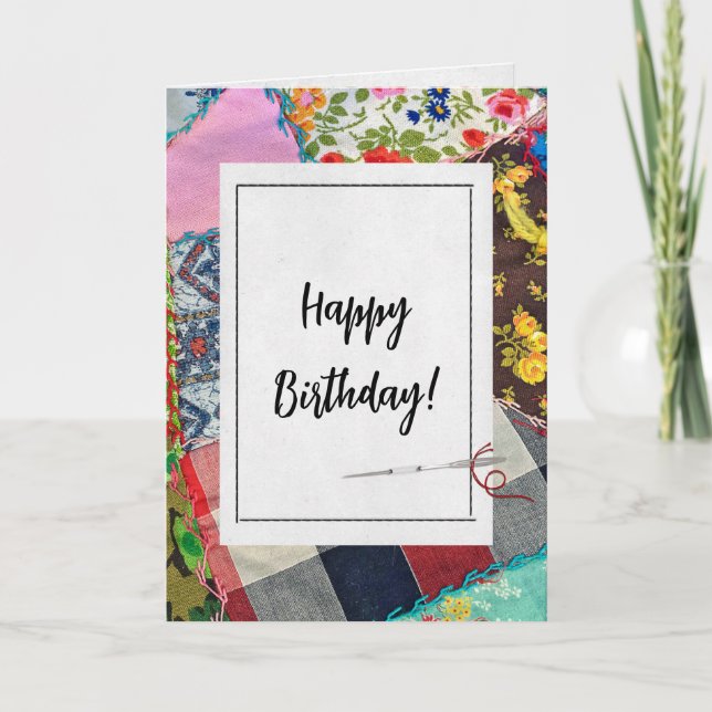 Carte Crazy Quilet et Aiguille Anniversaire (Devant)