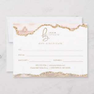Carte Cream Gold Parties scintillant Agate Business Cade