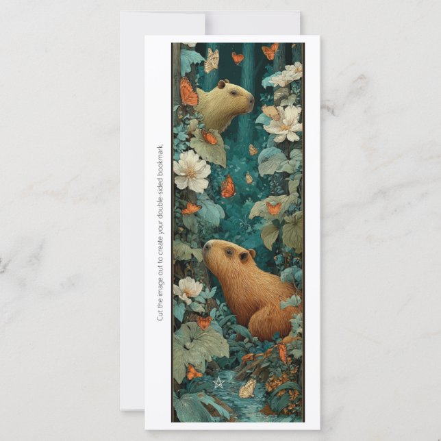 Carte Create Your Own Capybara Flowers Bookmark Card (Devant)