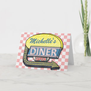 Carte Crée ton propre dîner Retro 50 personnalisé Signe 