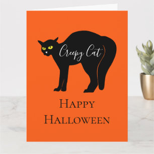 Carte Creepy Black Cat Halloween