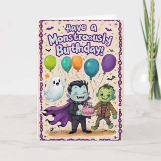 Carte Creepy Cute Monsters Kids Birthday 