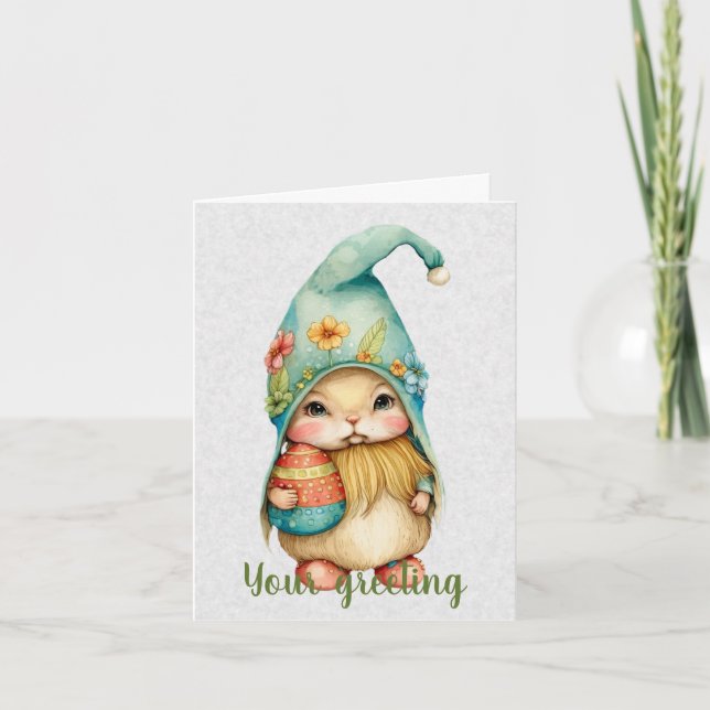 Carte Créez votre propre gnome et œuf de printemps migno (Devant)