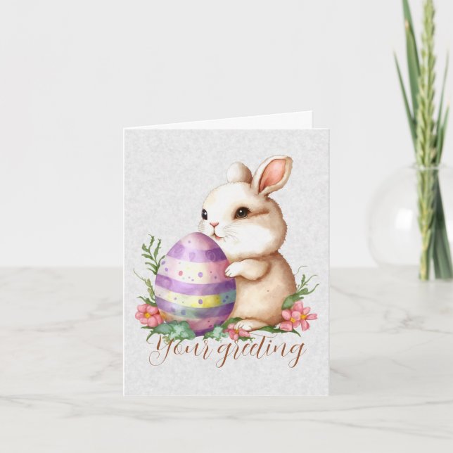 Carte Créez votre propre lapin et œuf avec des fleurs sa (Devant)