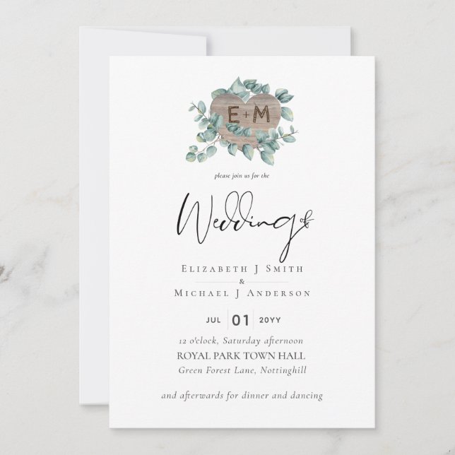 Carte Créez votre propre Mariage écologique Eucalyptus (Devant)