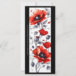 Carte Créez votre propre Signet Grey & Red Poppies