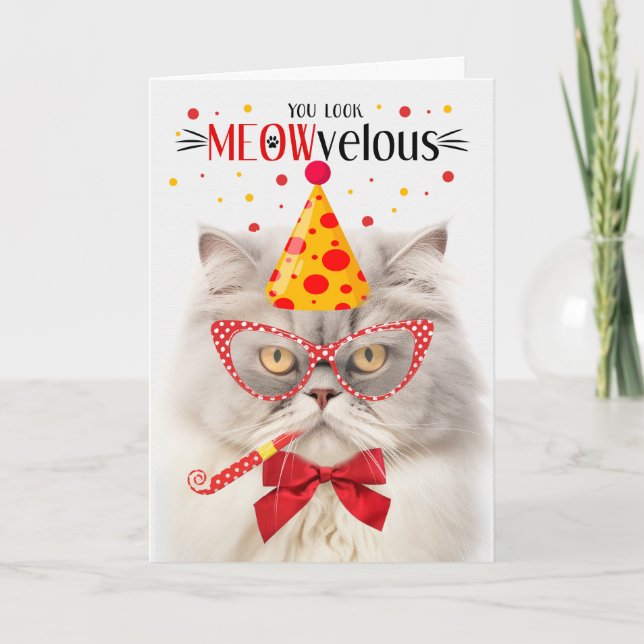 Carte Crème Chat Perse MEOWvelous Anniversaire (Devant)