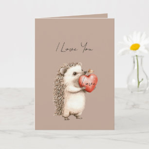 Carte Crème de Cacao Marron Hérisson Coeur Amour