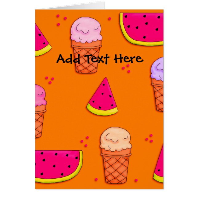 Carte Crème de glace pour enfants pastèque orange (Devant)