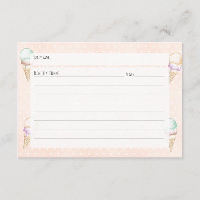 Carte Crème glacée et recette Pois (Devant)
