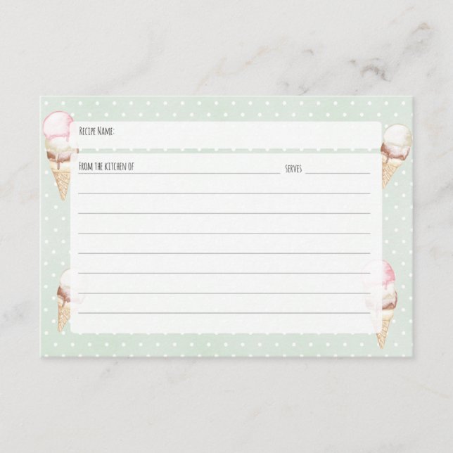 Carte Crème glacée et recette Pois (Devant)