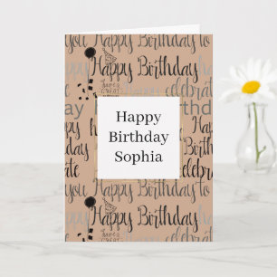 Carte Crème Marron Joyeux Anniversaire