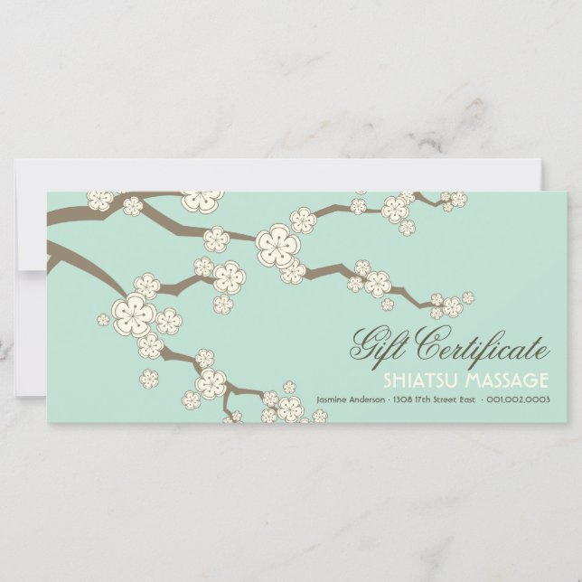 Carte Crème Sakura Cerry Blossoms Cadeau Zen Certificat (Devant)