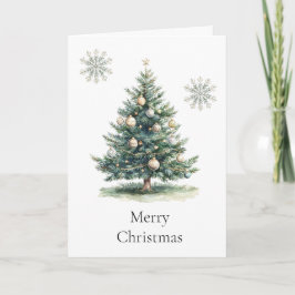Carte Crème verte rustique Noëls de Noël Arbre de neige