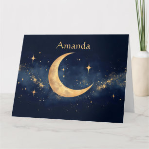 Carte Crescent Lune personnalisée et Stars Ciel nocturne