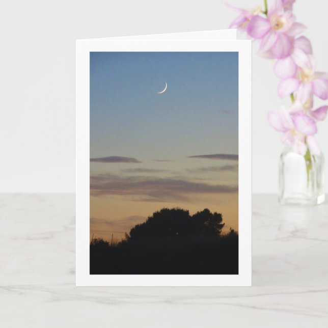 Carte Crescent Moon Silhouette Paysage (Orchidée)