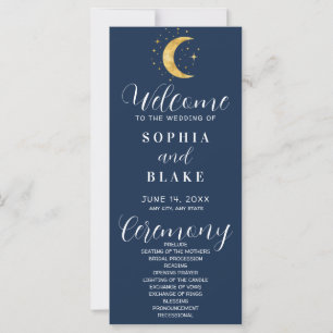 Carte Crescent Moon Starry Night Marine Wedding Programm