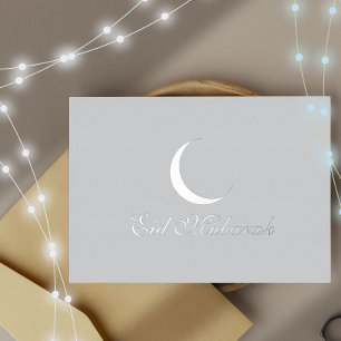 Carte Crescent Silver Foil Eid Moubarak