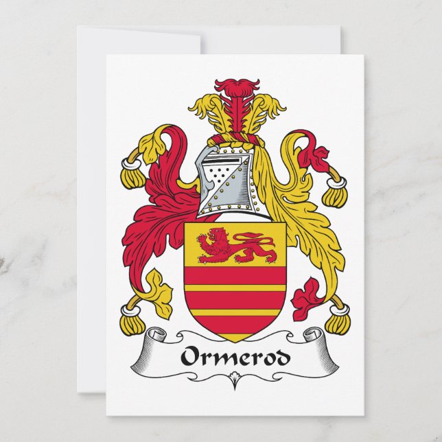 Carte Crête de famille d'Ormerod (Devant)